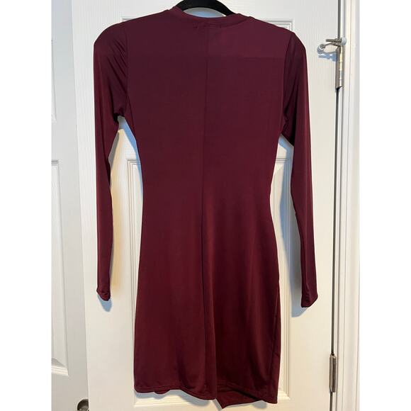 Krisa Wrap Long Sleeve Ruched Waist Mini Dress NWT Size XS - Picture 5 of 8